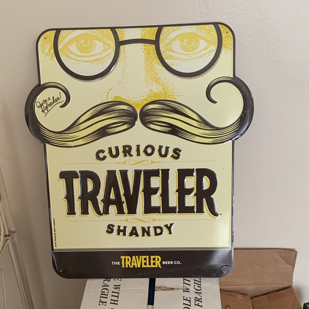 ravel Curious Traveler Shandy Sign - Yellow and Black
